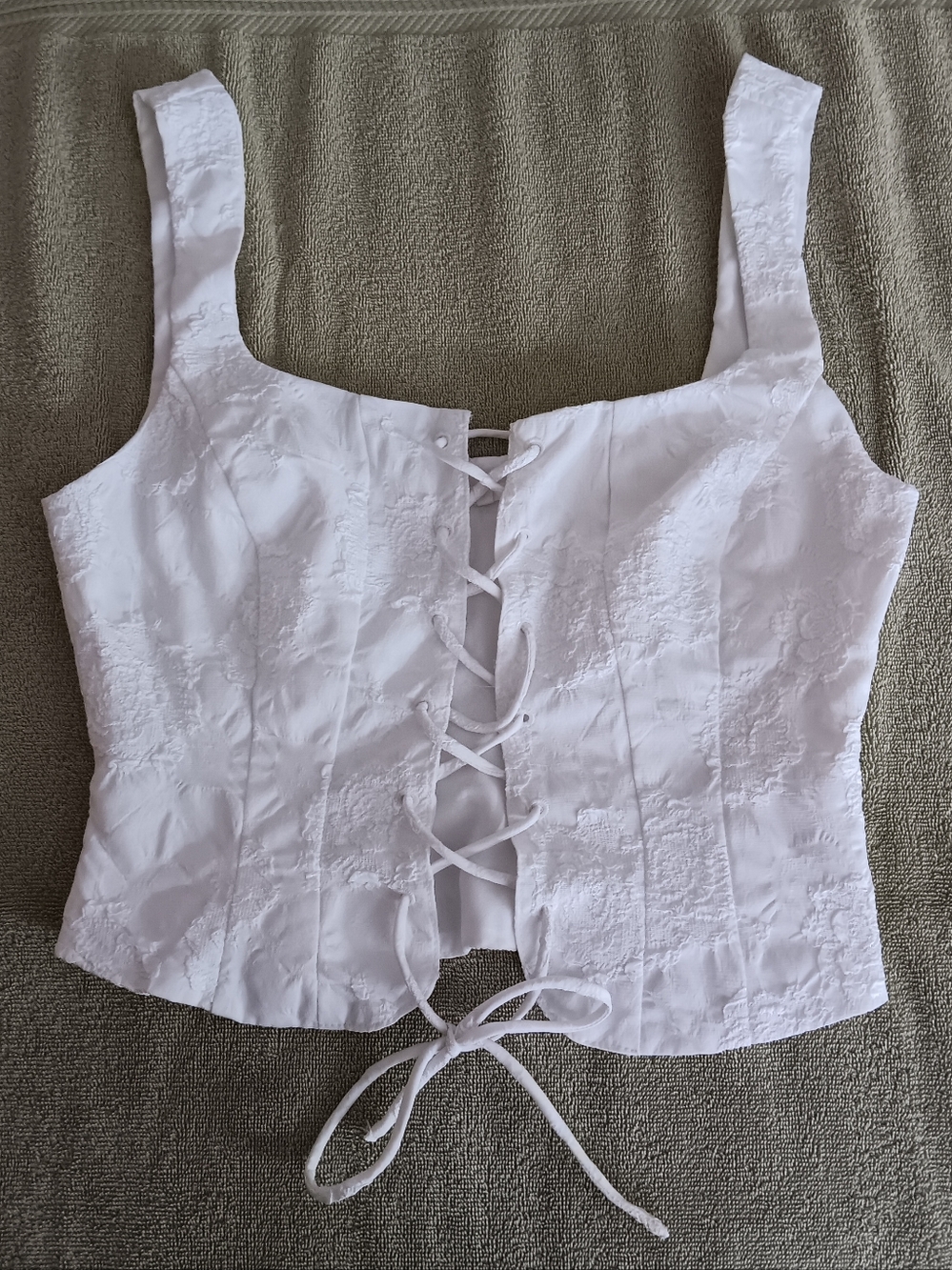 White Lace-Up Corset Crop Top